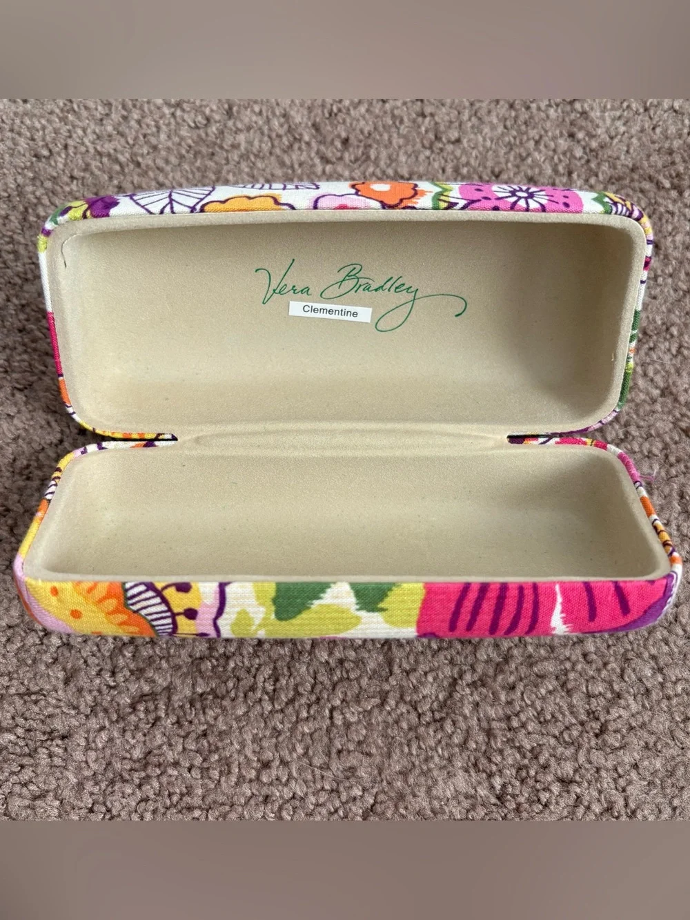 Vera Bradley Clementine Floral Multicolor Fabric Clamshell Hard Glasses Case